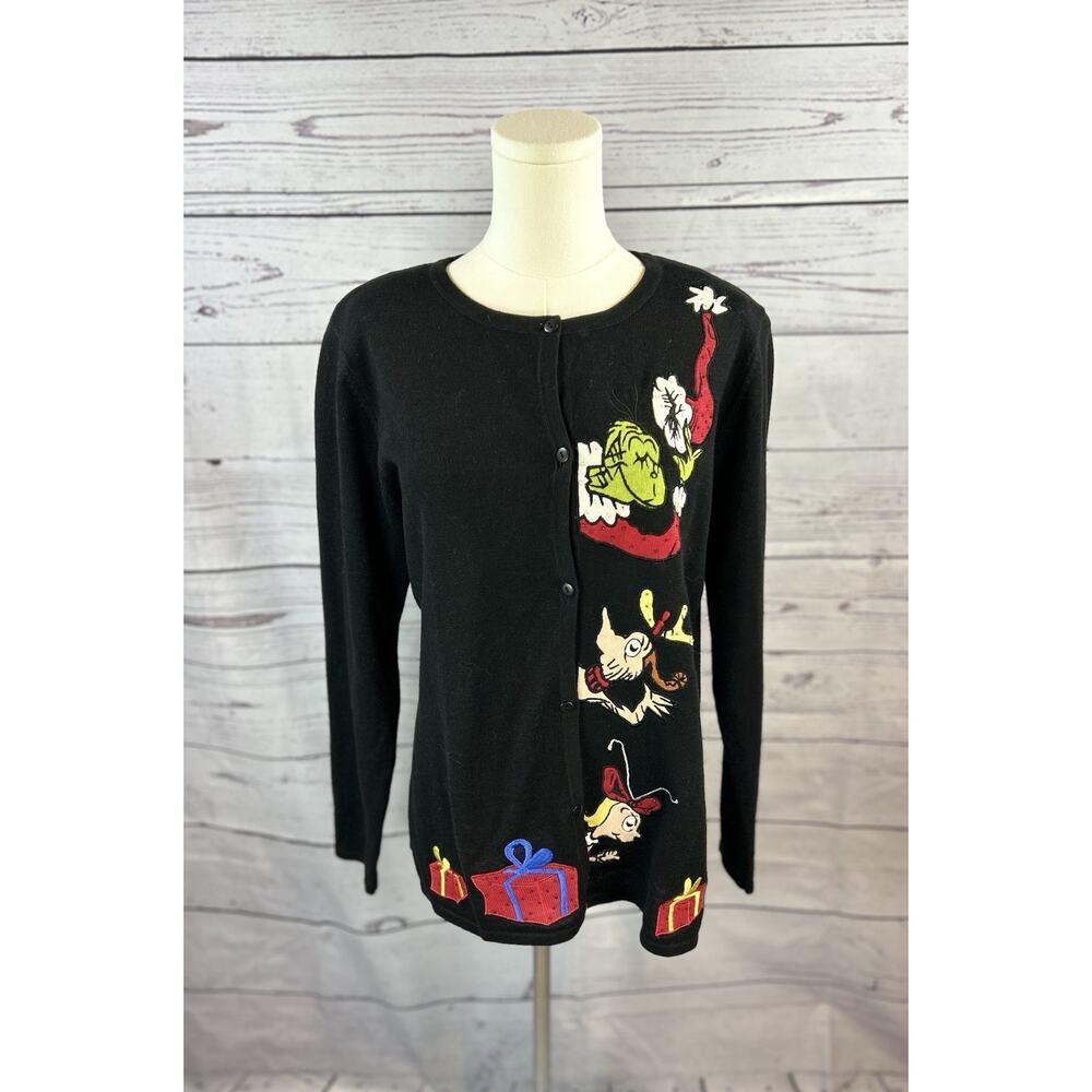 Michael Simon x Dr Seuss Grinch Womens Small Christmas Sweater Cardigan Holiday